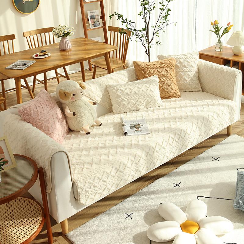 Winter Plush Sofa Cushion Simple Winter Thickened Cushion Leather New Non-Slip Sofa Cover All-Inclusive Cover Towel