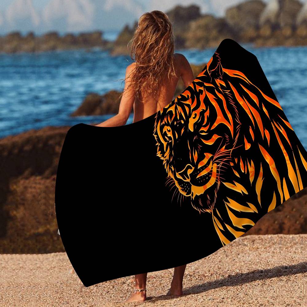 Tiger Pattern Big Microfiber Beach Towels Quick Dry Towel Sand Beach Towels Pool Towel For Travel Swim Pool Yoga
