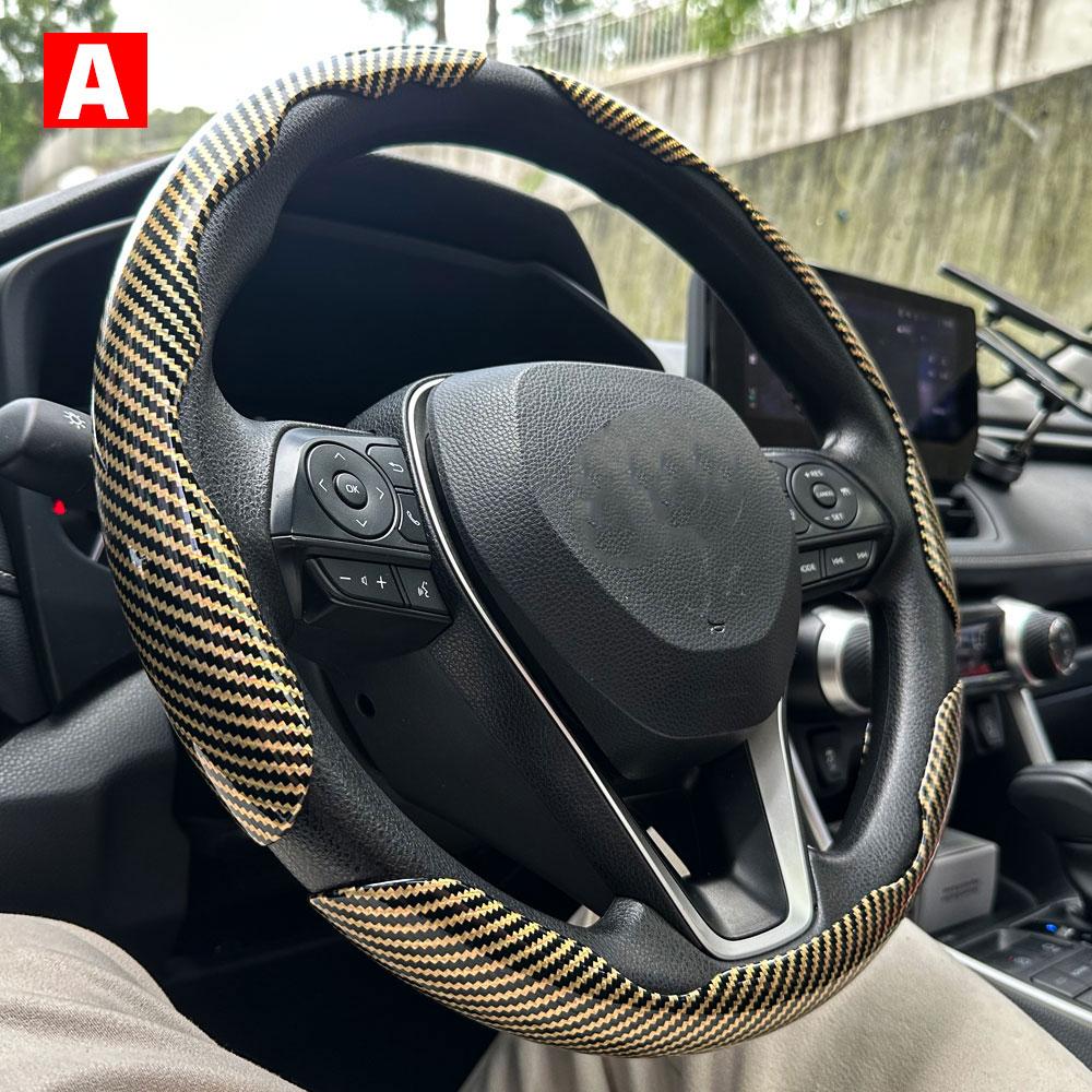 1Pair Car Steering Wheel Covers Booster Micro Fiber Leather Auto Interior Decorative Accessories Universal Carbon Fiber Looking