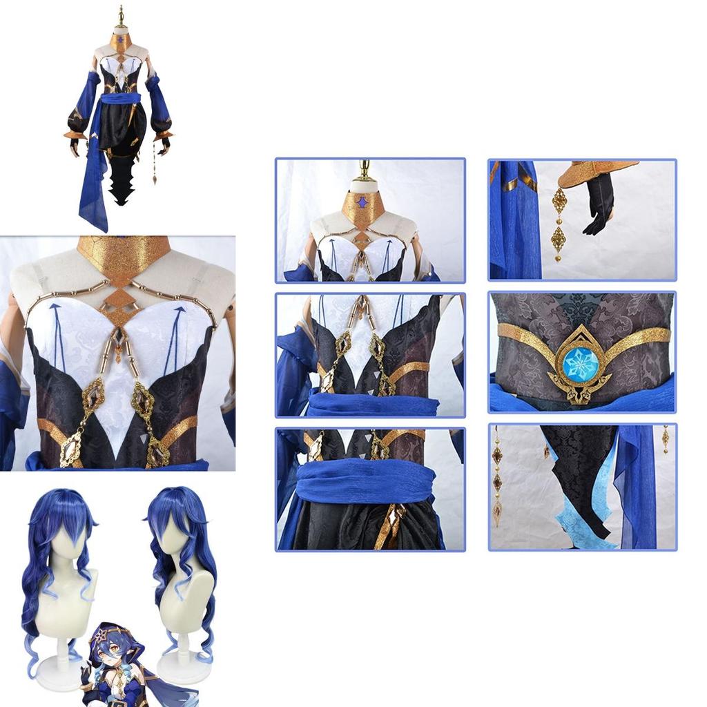 Gorgeous Genshin Impact Layla Cosplay Costume Wig Shoes For Adults Halloween Carnival Party