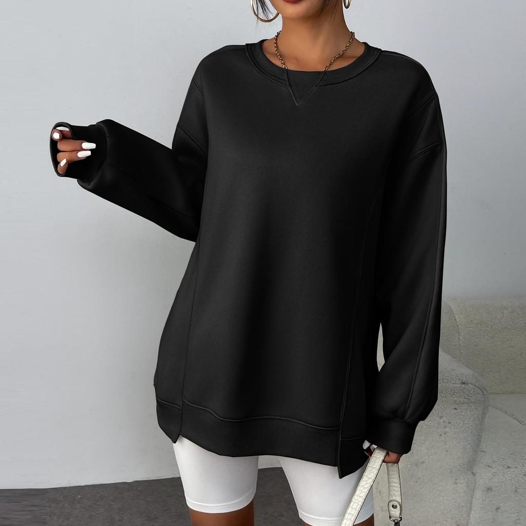 Womens Oversized Sweatshirts  Fleece O Neck Pullover Sweaters Casual Comfy Fall Fashion Outfits Preppy Clothes