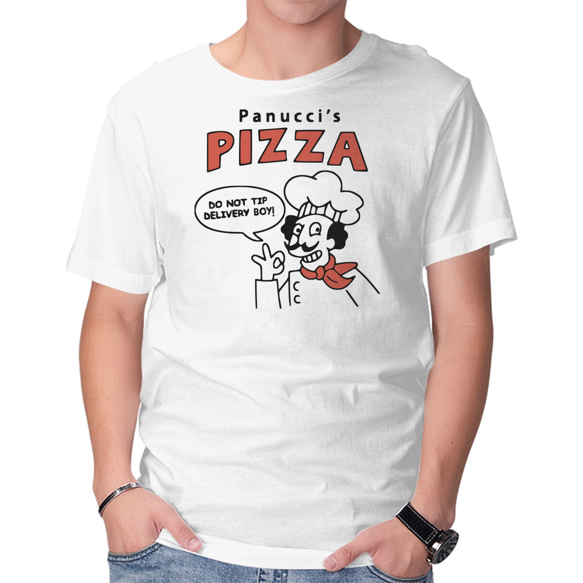 Unisex Crew Neck T-Shirt Panucci s Pizza Graphic Short Sleeve Casual Tee XL