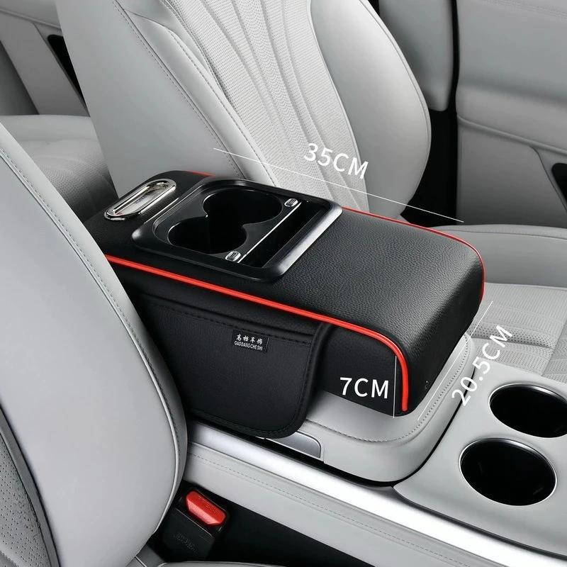 Multi-Function Car Armrest Box with USB Port - Storage Booster Pad Center Console Tissue Box And Water Cup Holder for Vehicle