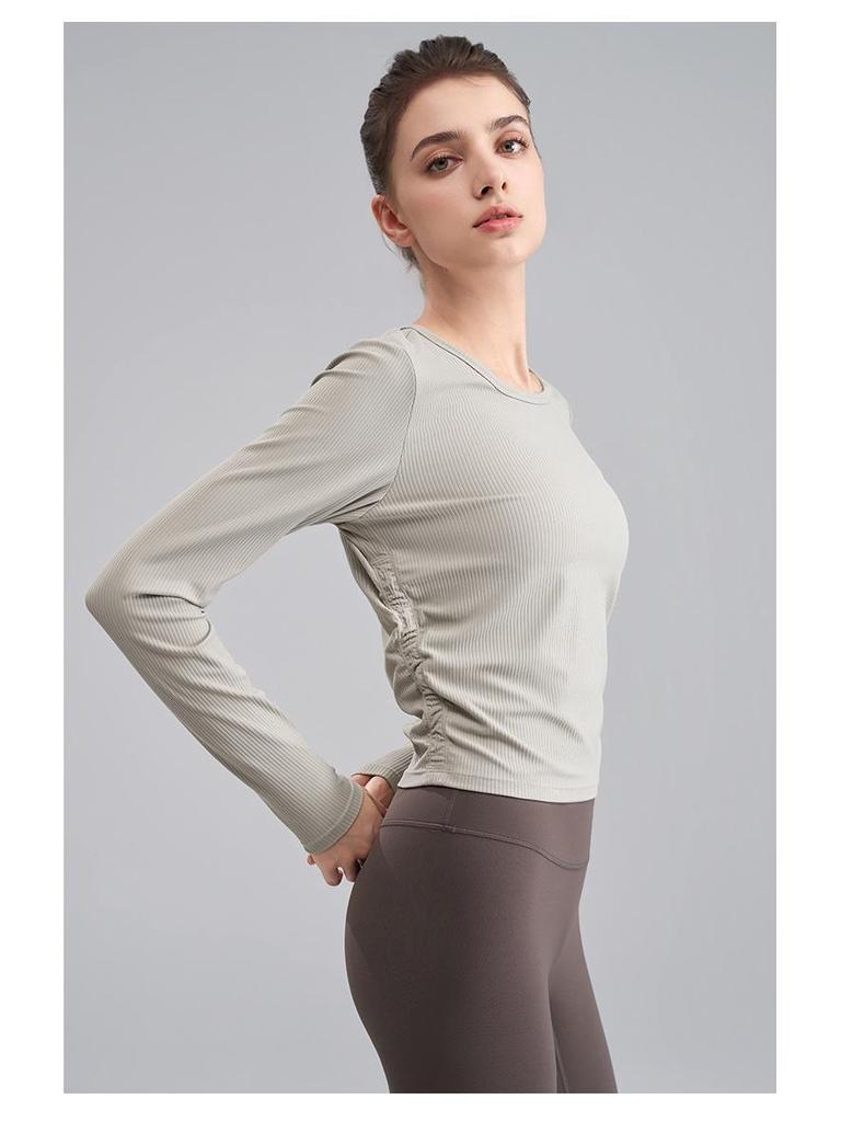 Women's Quick-Dry Long-Sleeve Slimming T-Shirt for Running, Yoga & Outdoor Activities.