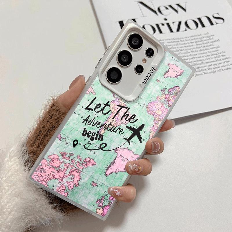 Travel Map Artistic Pattern Shockproof Phone Case for Samsung Galaxy S26 Edge S25 Ultra S24 FE S23 Plus S21 Cover Anti Fall Fund