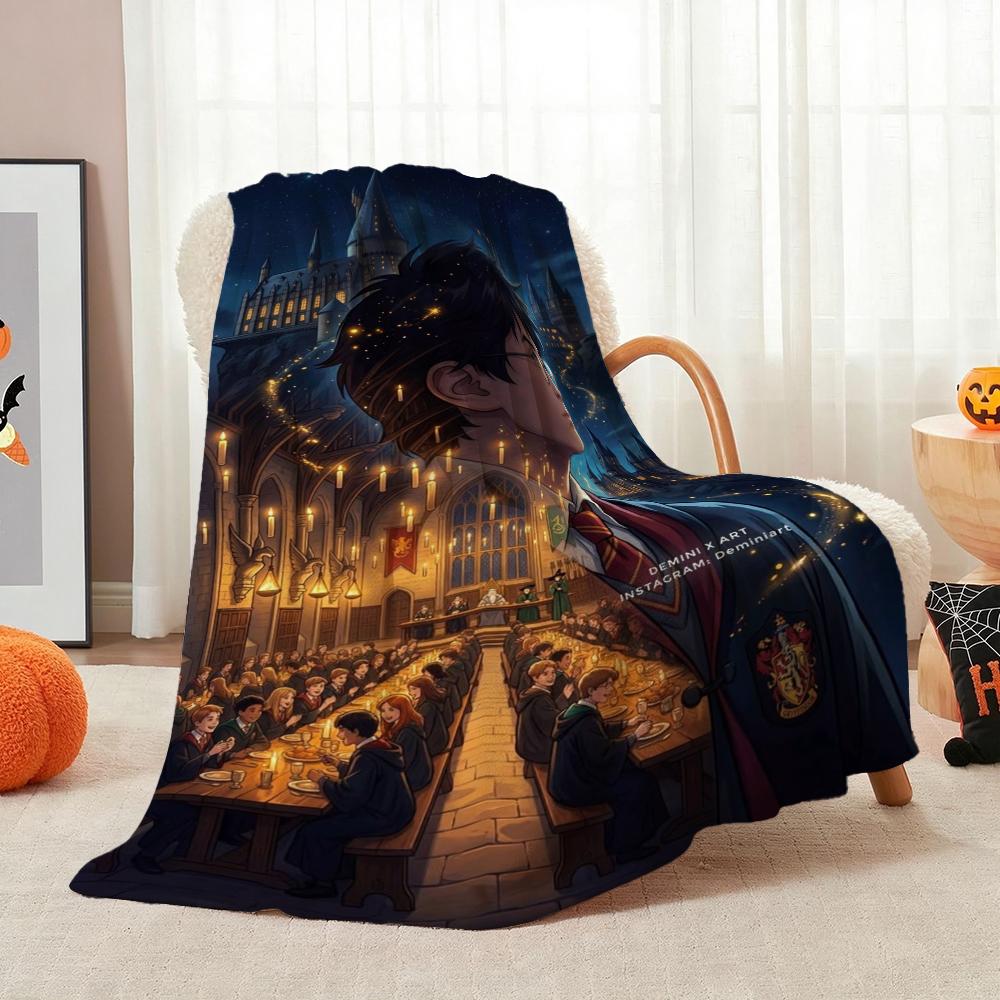 Harry'S Hogwarts Adventure Flannel Blanket Soft Comfortable Fleece Blanket For Living Room Sofa Nap Home Decor Memorial Gift