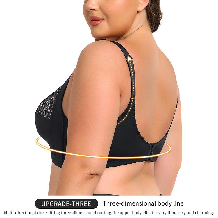 Wireless Oversized Lace Full Cup Bra, Plus Size Large Bust Comfortable Everyday Lingerie for Women