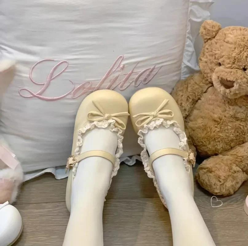 Women's Shoes Fashion Round Head Shallow Mouth Single Shoe Sweet Cute Butterfly Knot Women Lolita Shoes Fashion Mary Jane Shoes