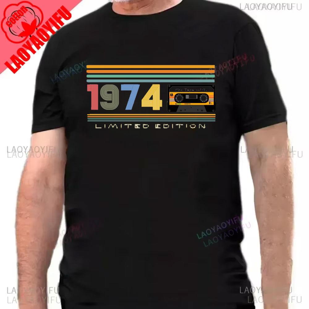 Made In 1974 Limited Edition Print Birthday Gift Tshirt Mens Cotton Tees 51 Years Old Short Sleeve Tshirt Gift Creative Tops