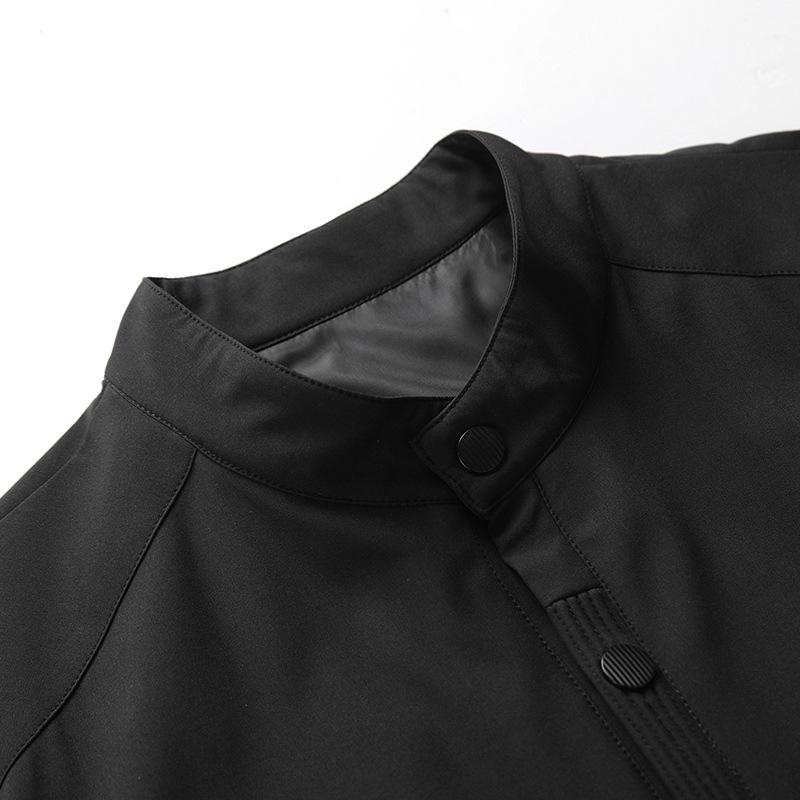 Large Size Autumn New Plus Fat Plus Size Loose Men's Business Casual Jacket Thin Coat Men's Solid Color Round Neck