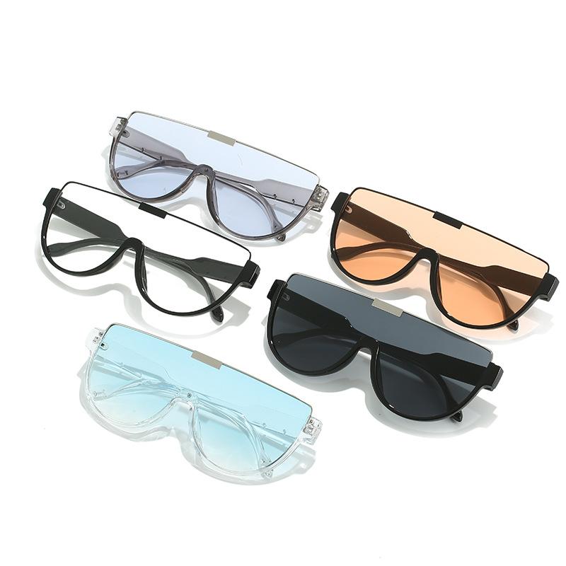 Integrated large frame sunglasses, European and American fashion half personalized metal toad sunglasses sunglasses