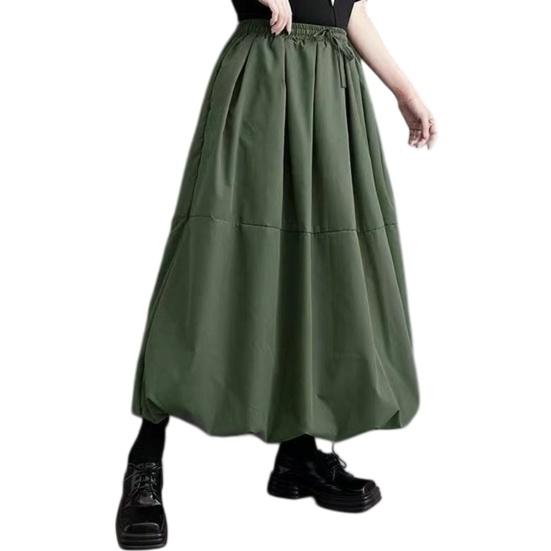 

Women Skirt High Waist Large Hem Maxi Skirt with Pockets Pure Color Loose Fit Casual Bud Skirt Evening Party Wear L армия зеленый