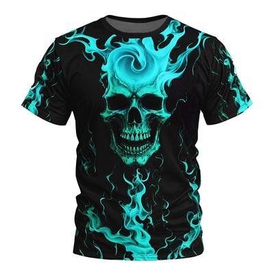 Stylish Skull Graphic Print T-Shirt For Men 2025 New Hipster Men's Clothing Casual Street Wear Crew Neck Short Sleeve Clothing