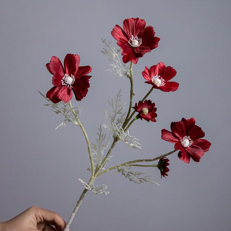 

Artificial Flowers: Mulberry, Cosmos, Single-stem Planting, Chrysanthemum, Artificial Flowers, Home Ornaments, Decorative Flowers яскраво-червоного кольору