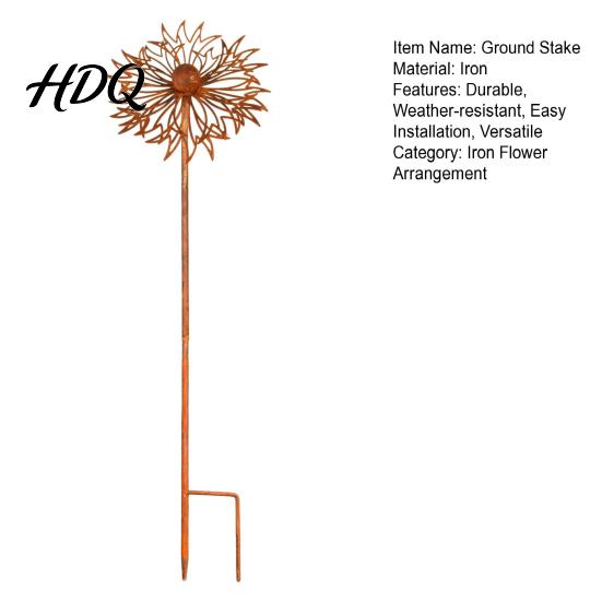 Weather-resistant Garden Stake Vintage Rustic Cornflower Metal Stake Weathered Iron Flower Sculpture with Hollow Nature-inspired Art Carving Outdoor