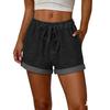 Women Casual Loose Fit Denim Shorts with Elastic Waistband Adjustable Drawstring and Rolled Hem for Daily Wear