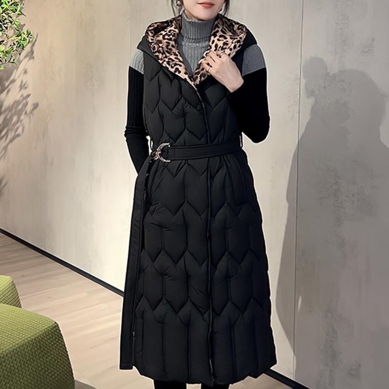 Plus Size Fashion Winter Long Vest Woman Coats Elegant Thick Warm Sleeveless Parka Women's Jackets