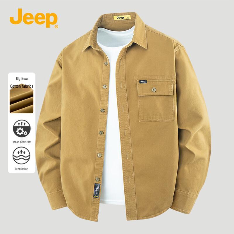 JEEP Men's Casual Loose Fit Long Sleeve Shirt