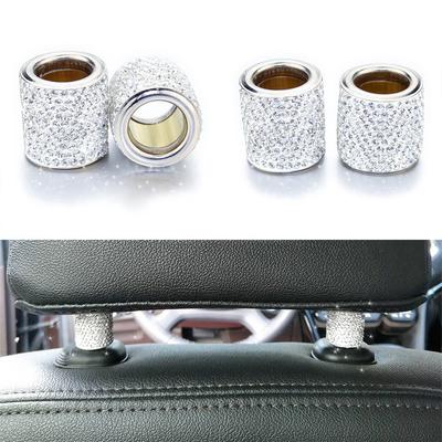 4 X Silber Diamant Bling Kristall Auto Kopfstütze Kragen Innendekor Zylindrisch