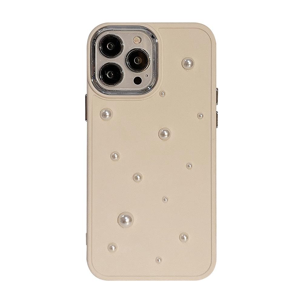 Three Dimensional Pearl 17 Apple Phone Case Iphone13 Simple 11 Electroplating 12 Light Luxury 15 Promax Suitable for X 16