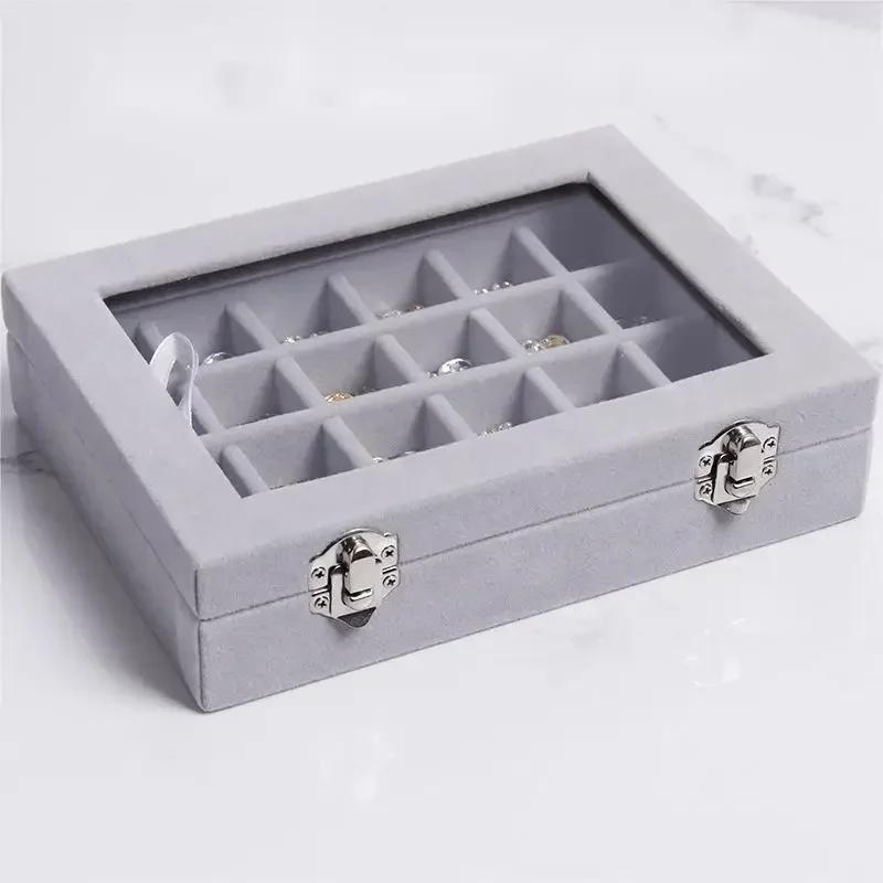 1PCS Jewelry Storage Box Earring Ring Necklace Jewelry Box Jewelry Classification Dustproof Transparent Flip Lid Jewelry Box