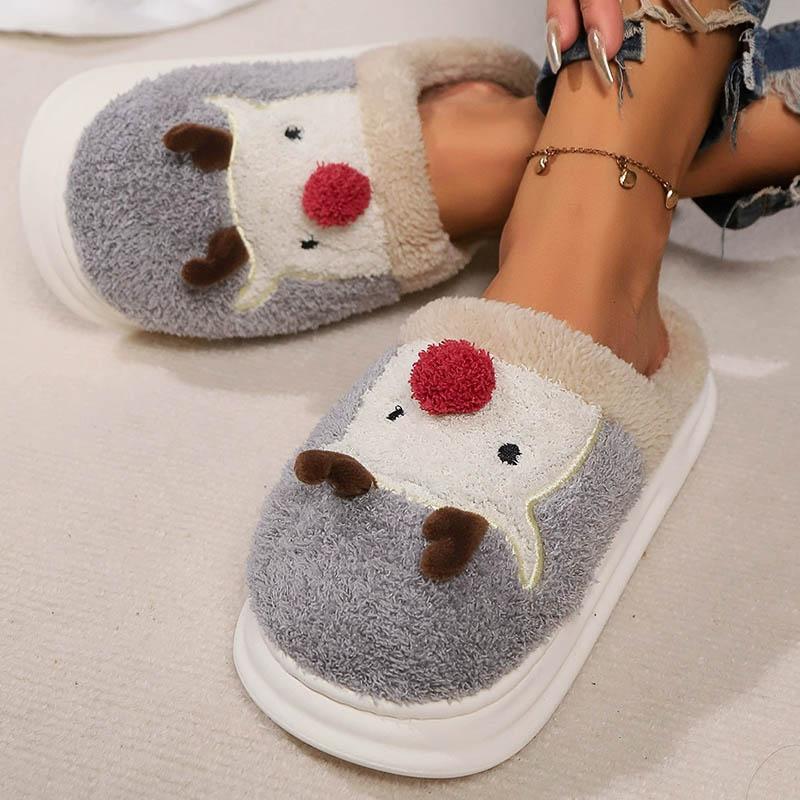 Fashion Cute Cartoon Animal Plush Slippers Women Indoor Non Slip Pvc Platform Flurry Slippers Woman Light Bedroom Cotton Slides Female