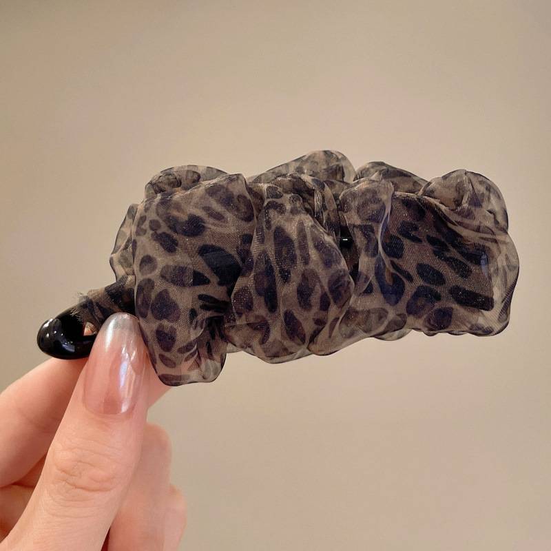 Korean-Style Polka Dot Colour-Block Pleated Printed Mesh Hair Clip For Women Fashionable Banana Clip Hair Accessory