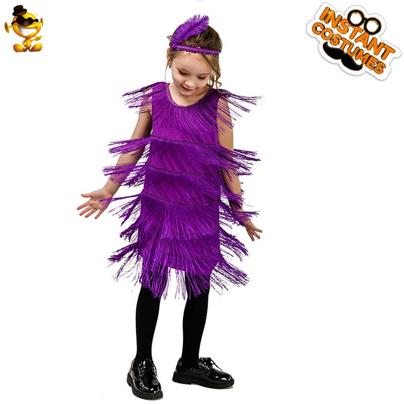 Retro Tassel Skirt Costume for Girls' Latin Dance and Party Performances