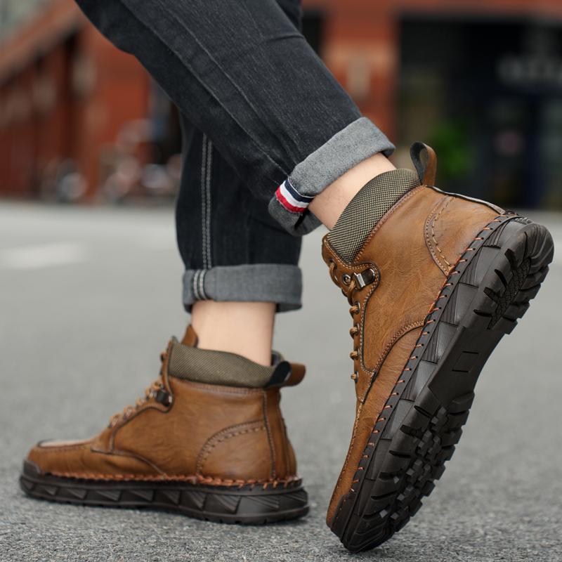 Men's High-top Leather Boots Casual Sneakers