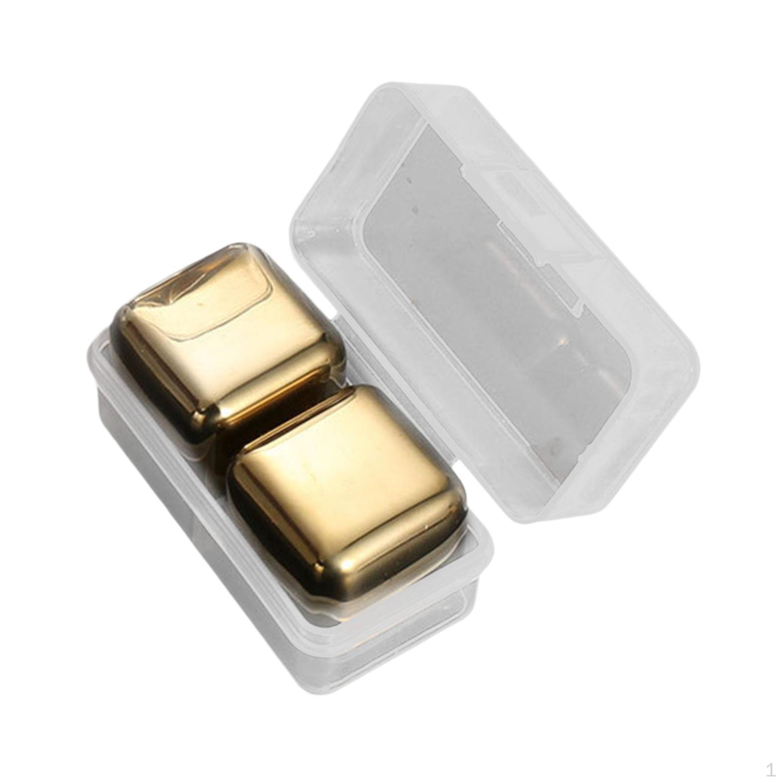 

Stainless Steel Ice Cubes for Refreshing Drinks, Entertaining And Gifting 2pcs gold