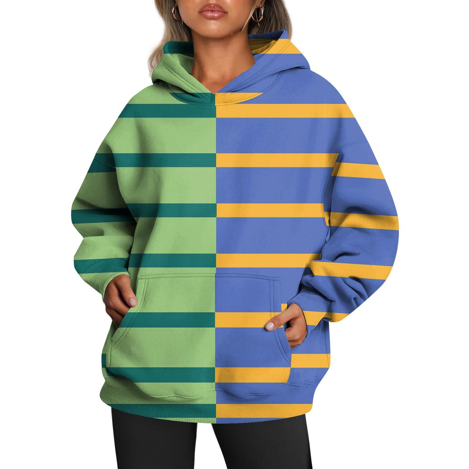 

Женские толстовки с капюшоном большого размера с длинным рукавом с принтом, пуловеры, осенние наряды с карманом XL небесно-голубой