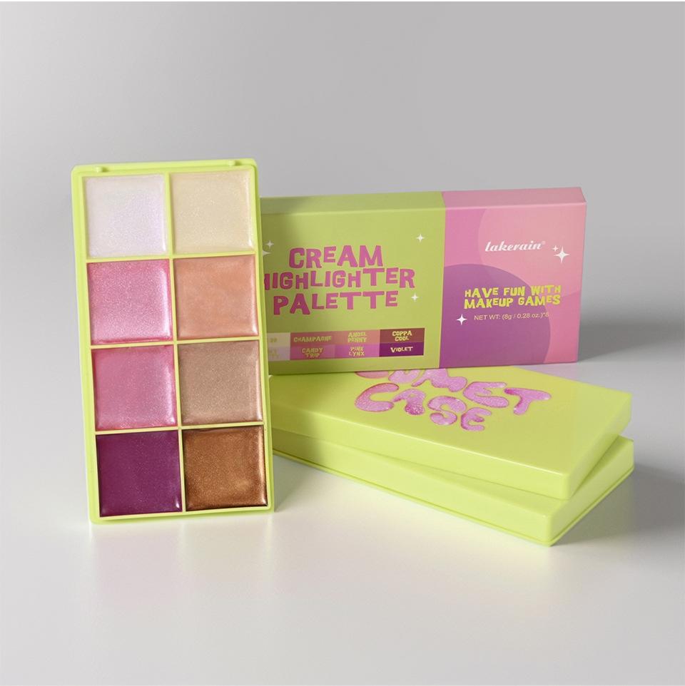 8-farebná krémová paleta rozjasňovačov trblietavý lesk rozjasňovač ľahký krém na make-up rozjasniť tvár telo prirodzený kontúrny kozmetický