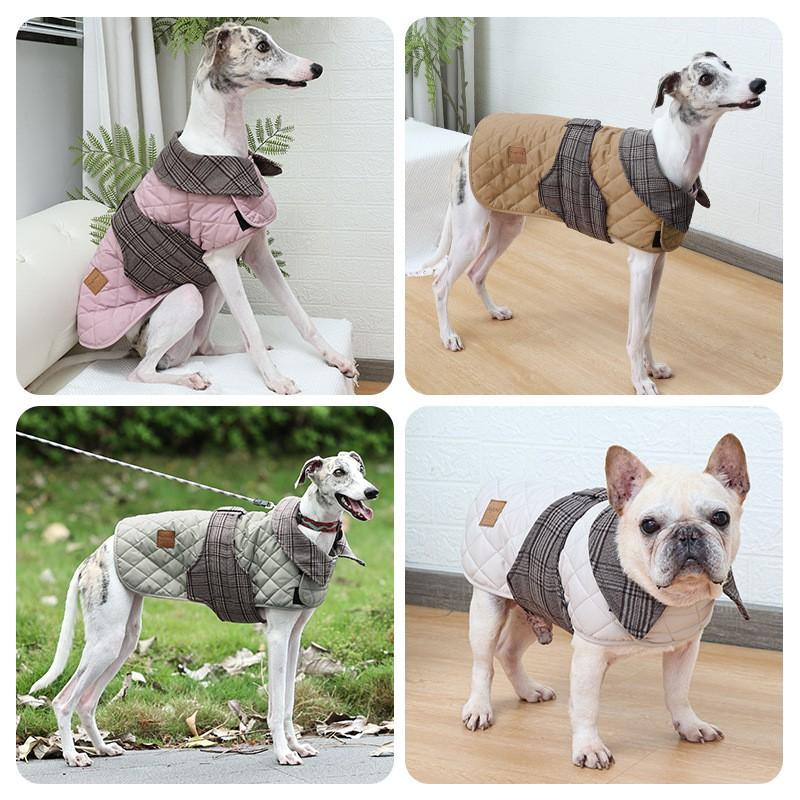 Pet Cotton Coat Winter Warm Windproof Outerwear In Classic Preppy Style