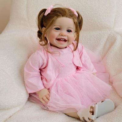 50cm Realistic Happy Smiling Face Reborn Girl Dolls Mila Soft Touch Cotton Stuffed Cloth Body Alive Baby Doll Cute High-color Painting Newborn Dolls