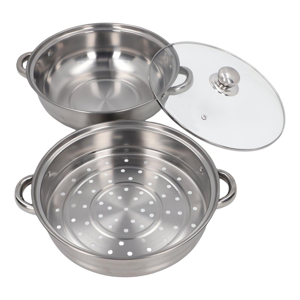 28cm 11.0in 2‑Layer Stainless Steel Steamer Pot Steaming Grid Cooking Pot with Handle