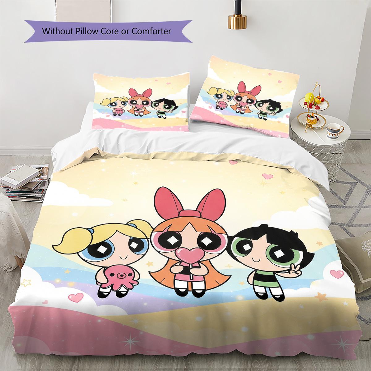 

Rainbow The Powerpuff Girls Bedding Set, 1 Duvet Cover & 2 Pillowcases, Colorful Home Decor, Perfect Gift 135x200cm