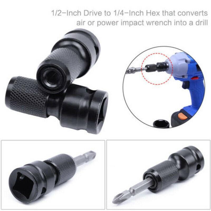 1/2inch 1Drive To 1/4in Impact Wrench Socket Set 1/4'' Hex Ratchet Socket Adapter Spanner Drive Converter Tool Drilling Bits