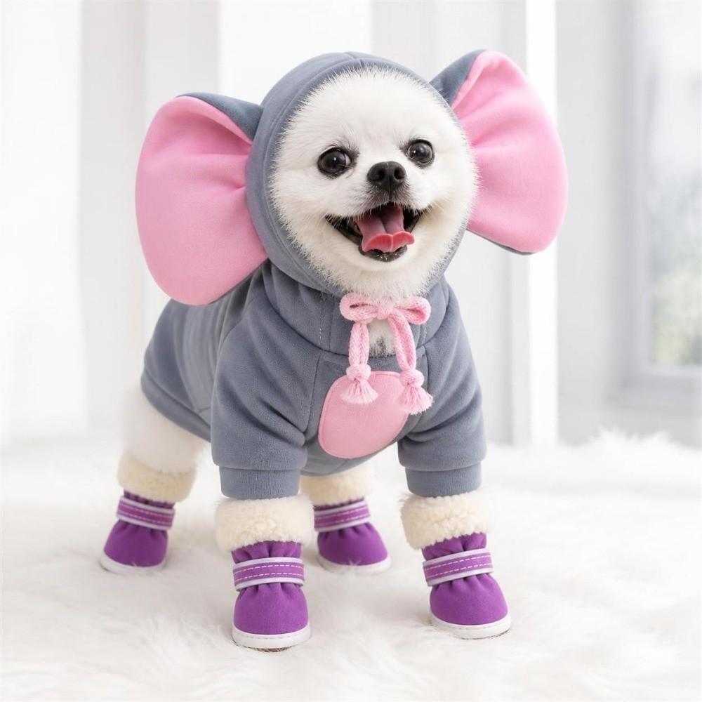 4Pcs Anti-slip Pet Shoes Warm Cats Puppy Socks Fashion Dog Footwear  Cat