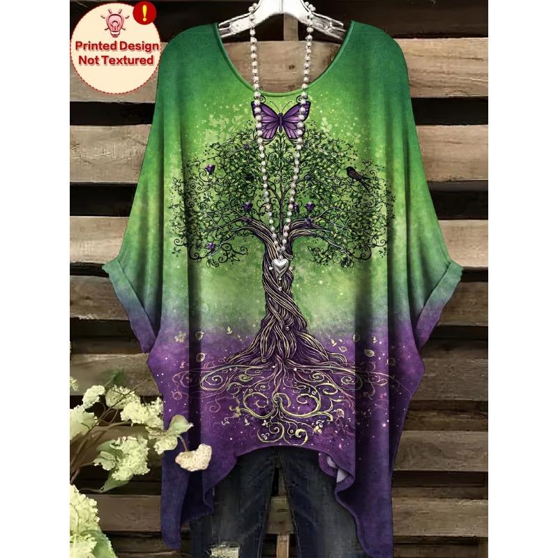 Fashion New Arrival Plus Size Bastet Egyptian Cat Goddess Print Women's Top Elegant Casual Style Round Neck Long Sleeve T-Shirt