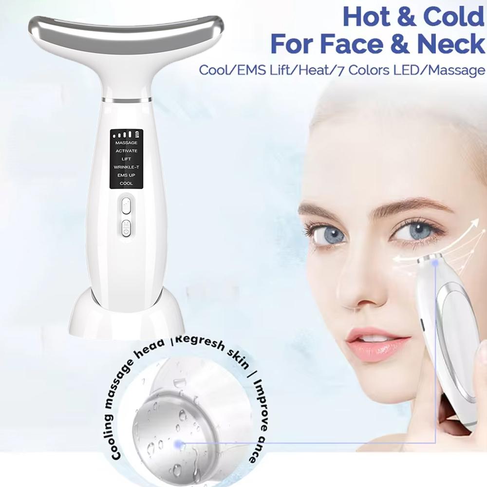 EMS Facial Lifting Massager Ice Hot Compress Neck Beauty Device Double Chin Remover Skin Lift Firming Beauty Massage Device