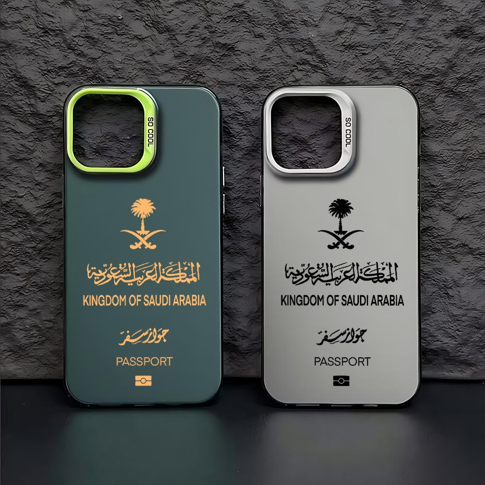 Saudi Arabia Passport Phone 13 12 11 Pro Max Candy Matte Shockproof Back Cover For iPhone 16 15 14 Case