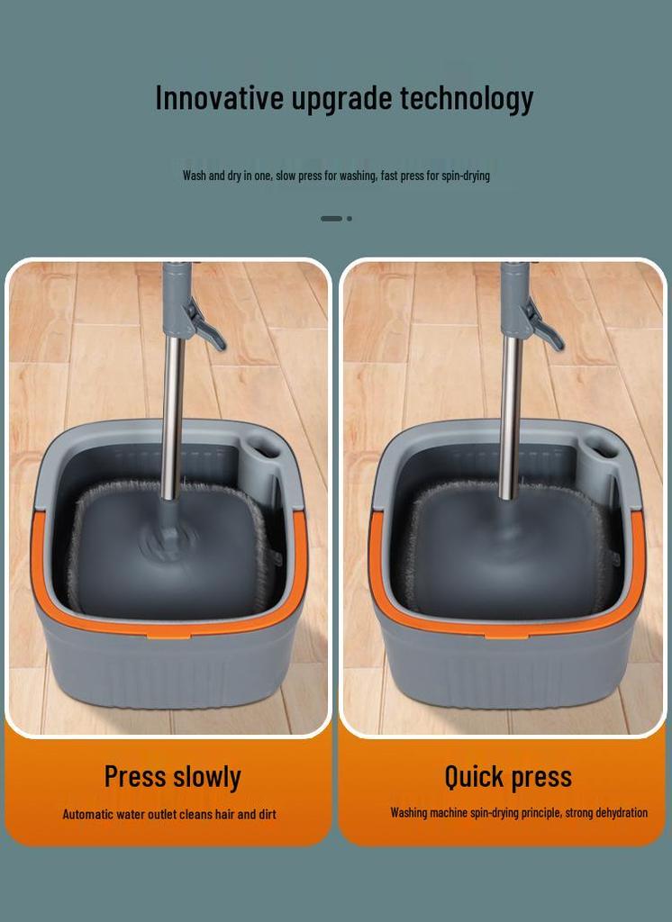 Net-Dirty Spin Mop: Hands-Free Single Bucket Mop for Easy, Automatic Cleaning