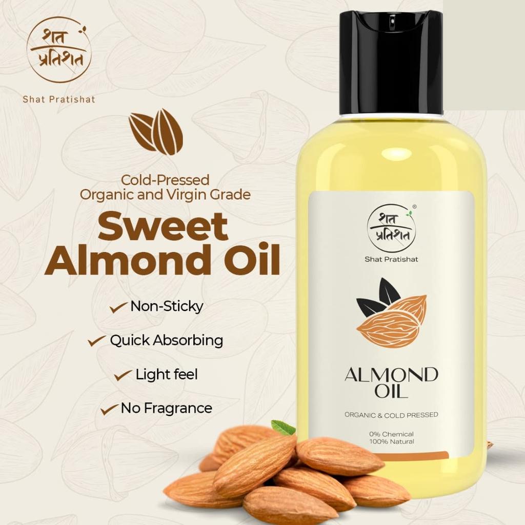 Pure Sweet Almond Oil | 200 ml | Cold Pressed, Virgin Grade, Organic Oil, Natural Nourishment For Hair, Face