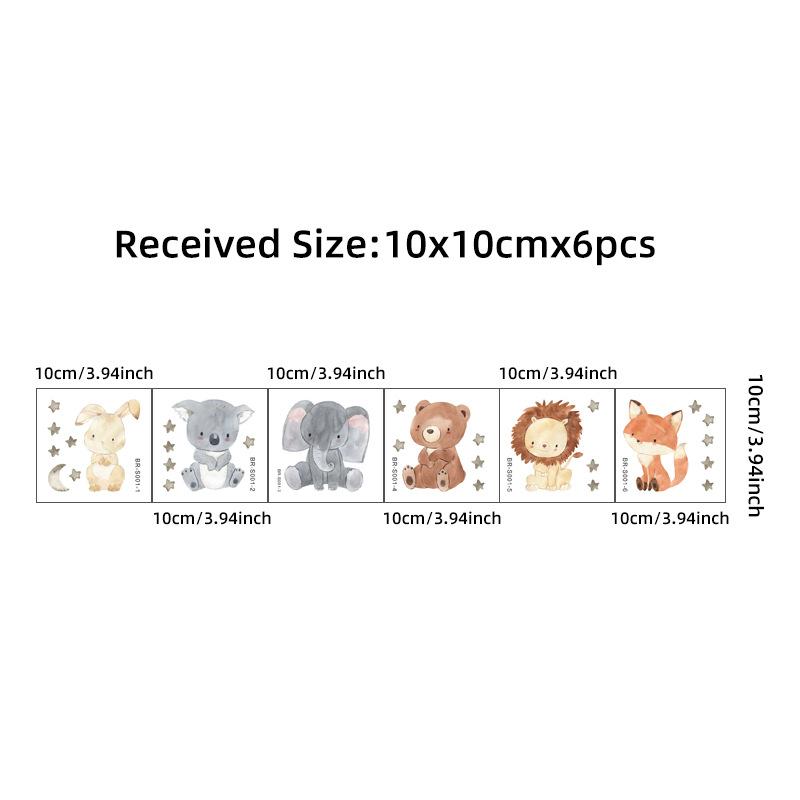 6pcs/set Cartoon Animals Wall Stickers for Children's Room Baby Room Decoration Switch Stickers Kids Room Nursery Wall Decals