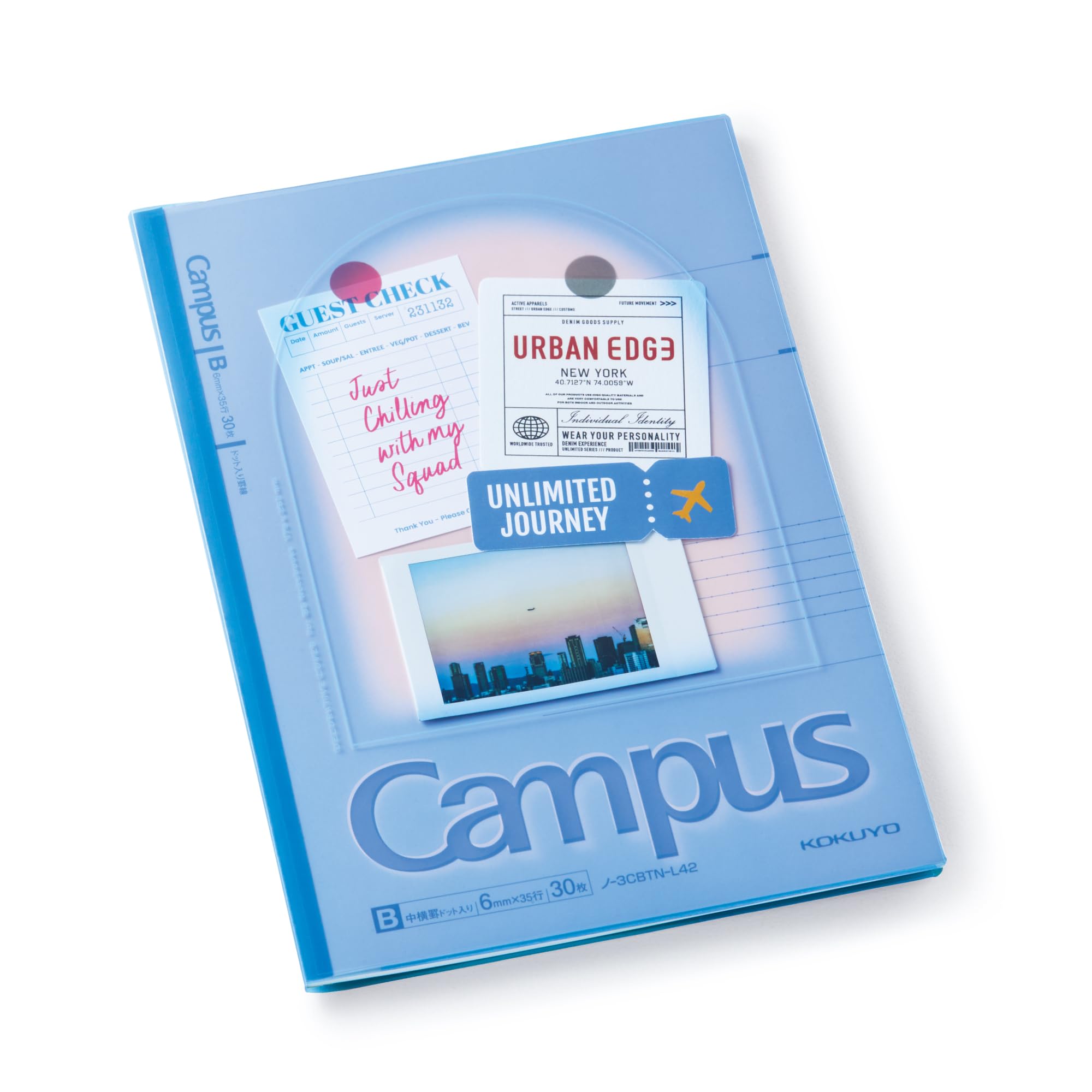 KOKUYO Campus Clear Notebook Cover with Customizable Cover Positive Relaxing Design B5 Size Sky Blue - & - - NTC-CB5-L1-LB