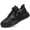 Fashion Rotating Button Safety Shoes for Men Air Cushion Work Sneakers Black Steel Toe Work Shoes Man Tennis Non Slip Protective Shoes
