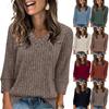 Women's T Shirt Tee Button 3/4 Sleeve Tunic Daily Weekend Fashion Basic V- Neck Regular Top