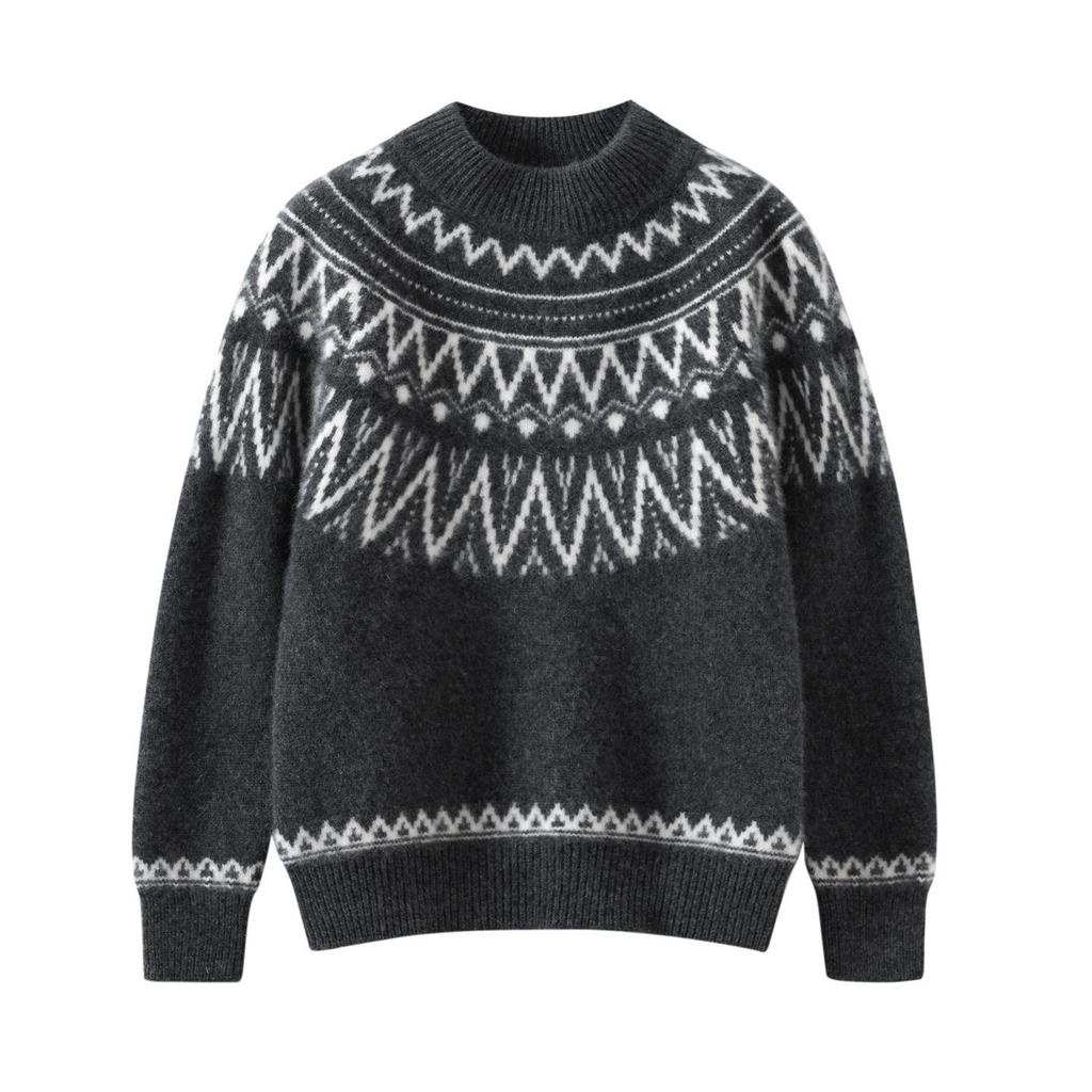 Autumn/Winter Unisex Pure Wool Fair Isle Knit Sweater Pullover for Children