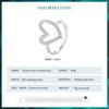 Bisaer 925 Sterling Silver Simple Heart-shaped Finger Ring for Women Anniversary Valentine's Day Gift Cubic Zirconia Jewelry