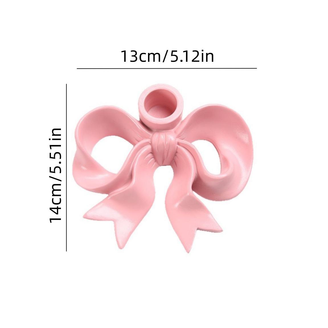 Ceramic Bow Table & Candle Holder - Elegant Bow-Shaped Candle Base with Tabletop & Wax, Durable Ceramic (Pink,5.5 inch) розовый